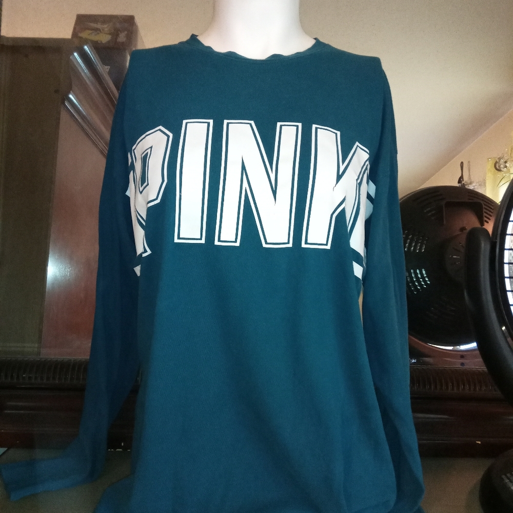 Victoria secret Pink long sleeve shirt beautiful , comfortable teal blue